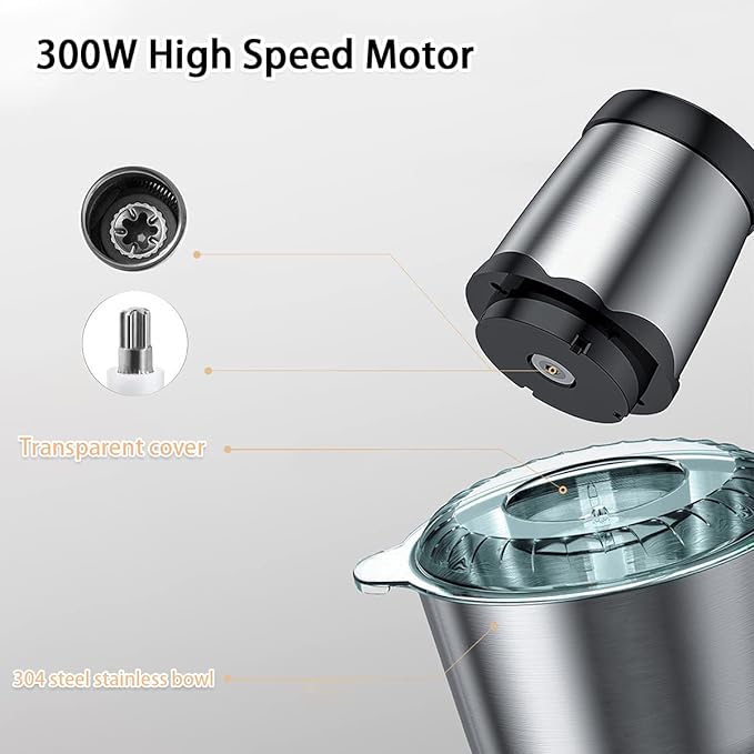 3 Liter Electric Meat Grinder, Food Processor , Stainless Steel Food Chopper for Meat, Vegetables