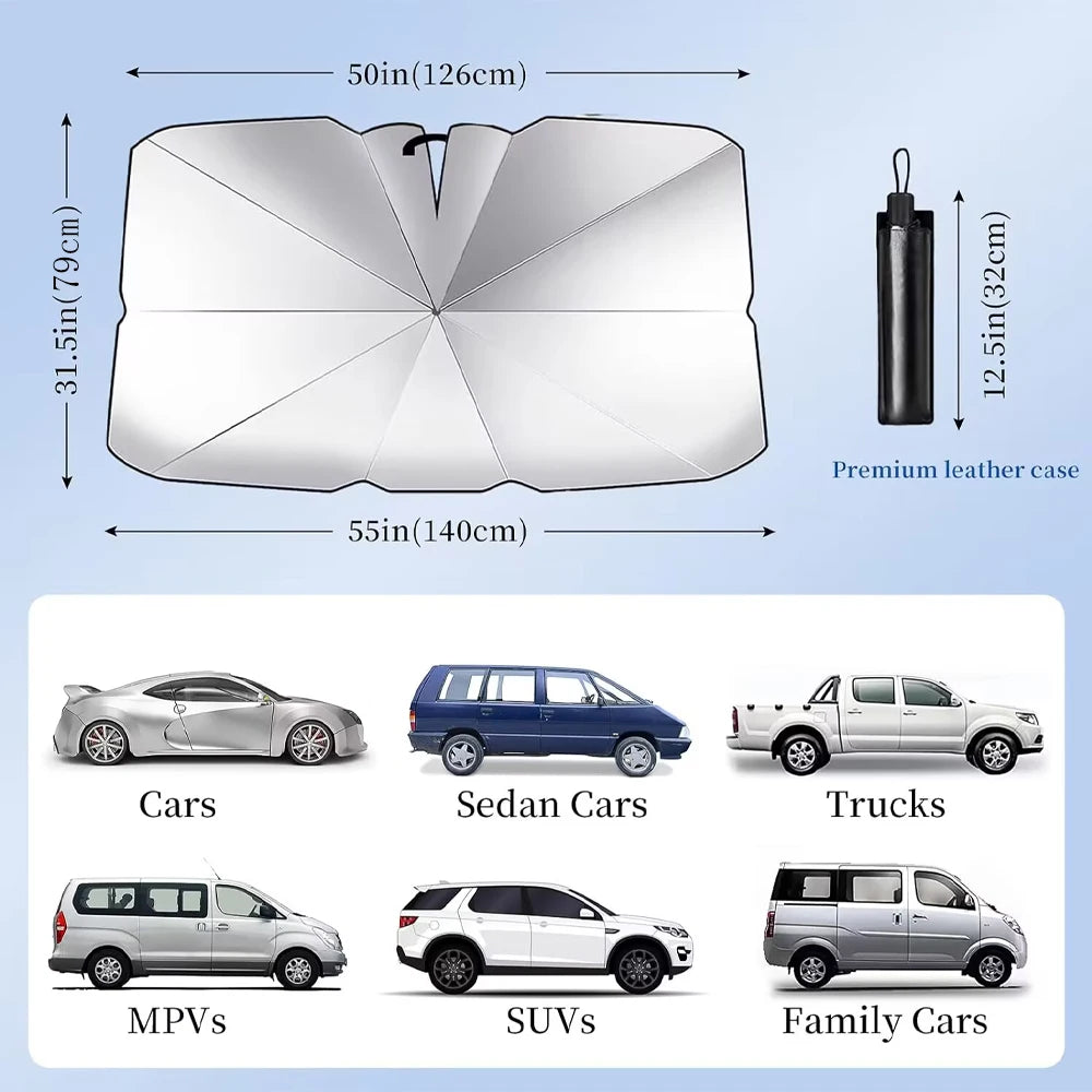 Car Windshield Sun Shade Umbrella Shaped Sunshade Cover UV Block