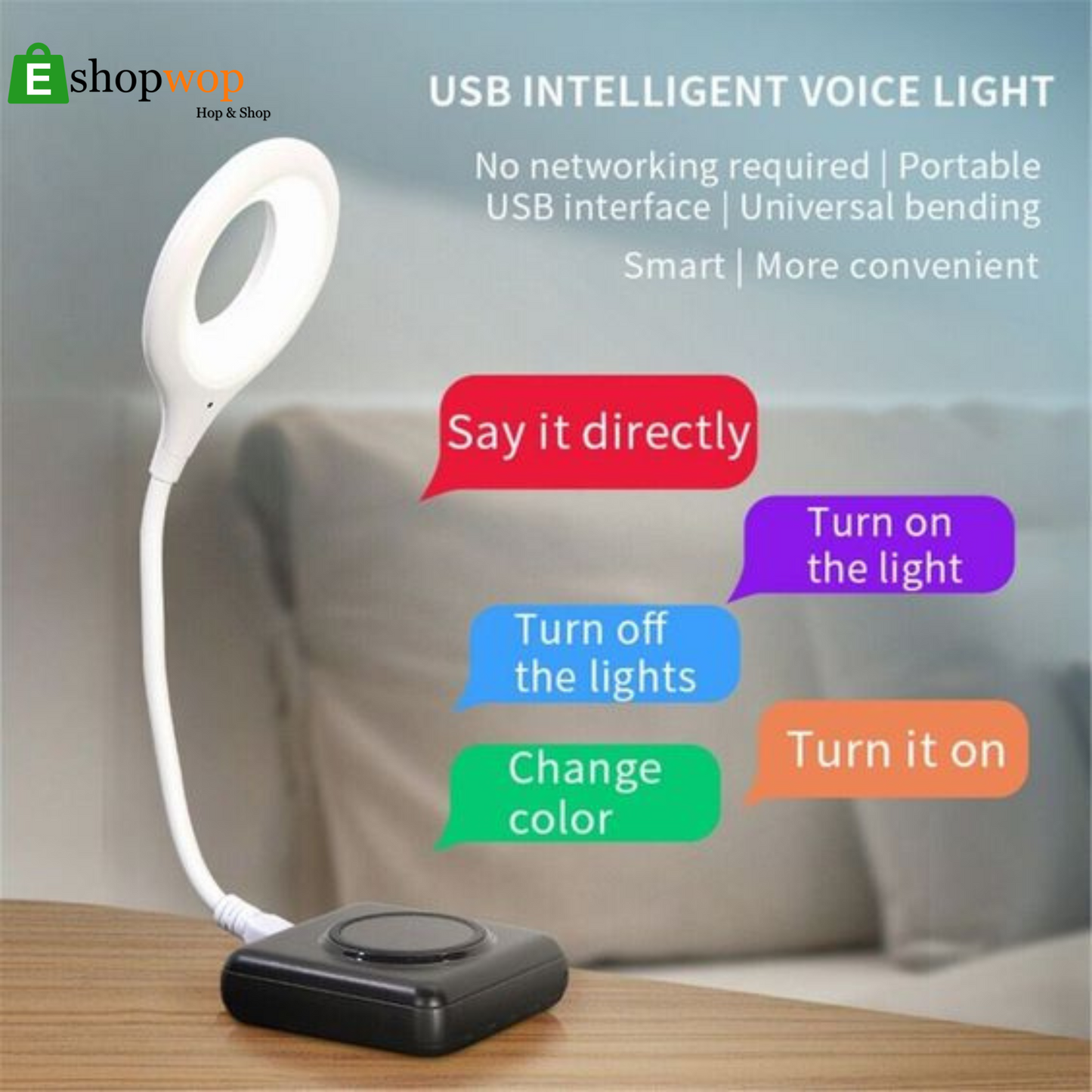 USB Voice Control Night Light, Artificial Intelligence Voice Control Desk Light